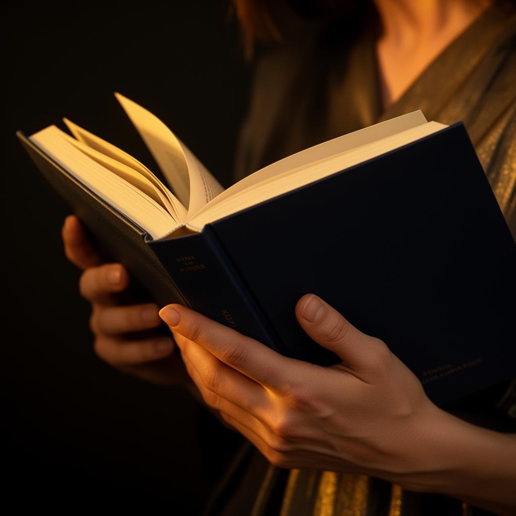 Mãos segurando um livro aberto